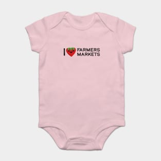 I Love Farmers Markets Cute Strawberry Heart Baby Bodysuit